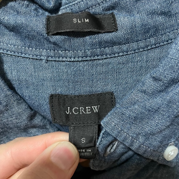 J. Crew Nautical Stripe Blue Chambray Cotton Shirt in Size Small Slim Fit - Picture 5 of 7